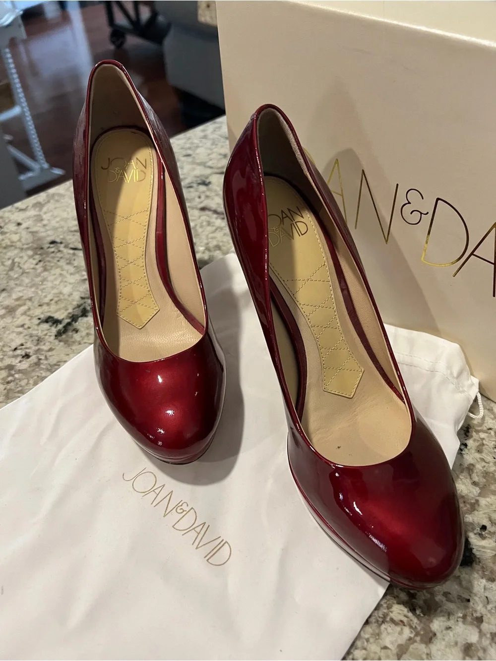 Joan & David Women's Burgundy Red Patent Leather Platform Pumps. Size 6.